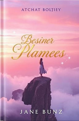 A captivating book cover featuring a dreamy landscape with a soft pastel sunset blending shades of pink, purple, and orange