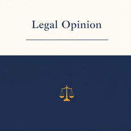 A professional legal opinion document's cover page design, featuring a formal layout with a bold title at the top reading 'Legal Opinion' in elegant typography