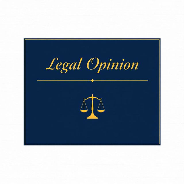 A professional legal opinion document's cover page design, featuring a formal layout with a bold title at the top reading 'Legal Opinion' in elegant typography