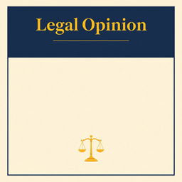 A professional legal opinion document's cover page design, featuring a formal layout with a bold title at the top reading 'Legal Opinion' in elegant typography