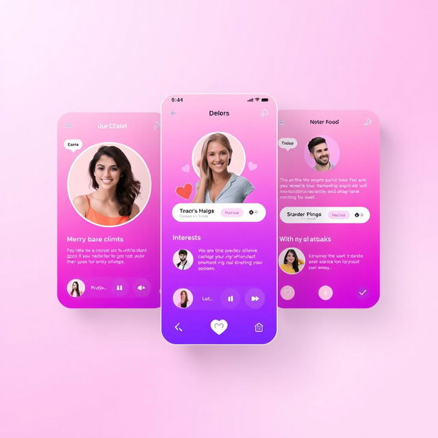 A modern dating app interface design featuring a vibrant and engaging layout