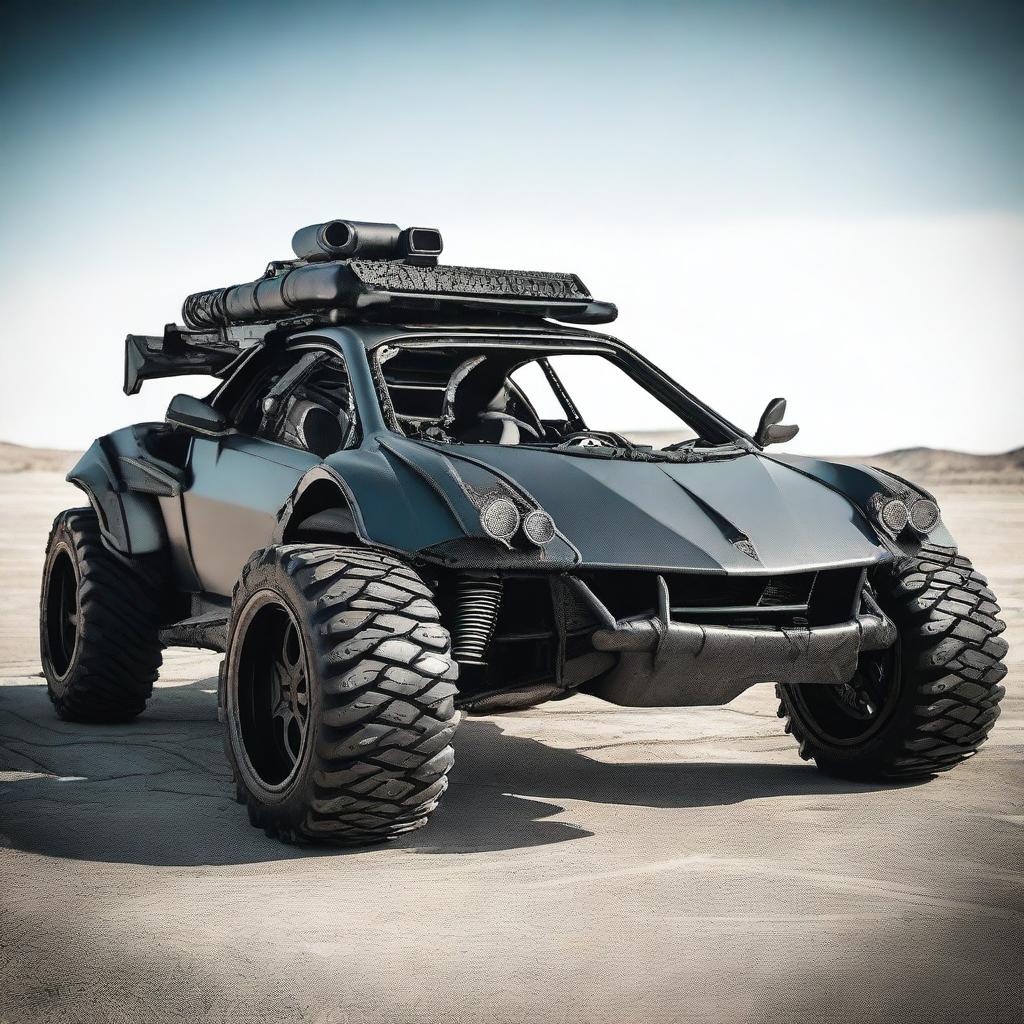 A post-apocalyptic modification of a Pagani car