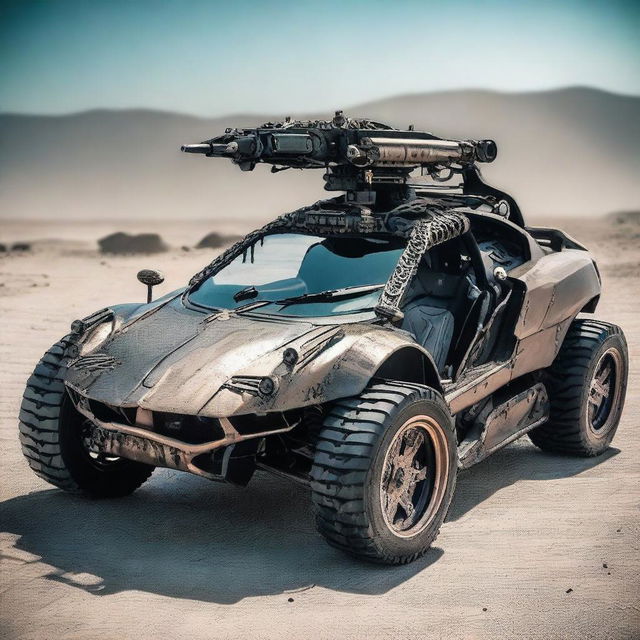 A post-apocalyptic modification of a Pagani car