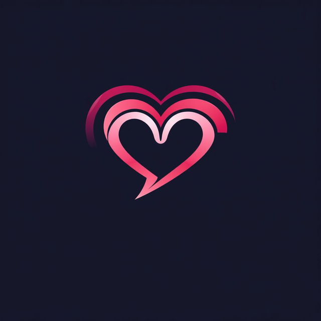 A sleek and modern logo design for a dating app, featuring a stylized heart intertwined with a chat bubble, symbolizing love and communication