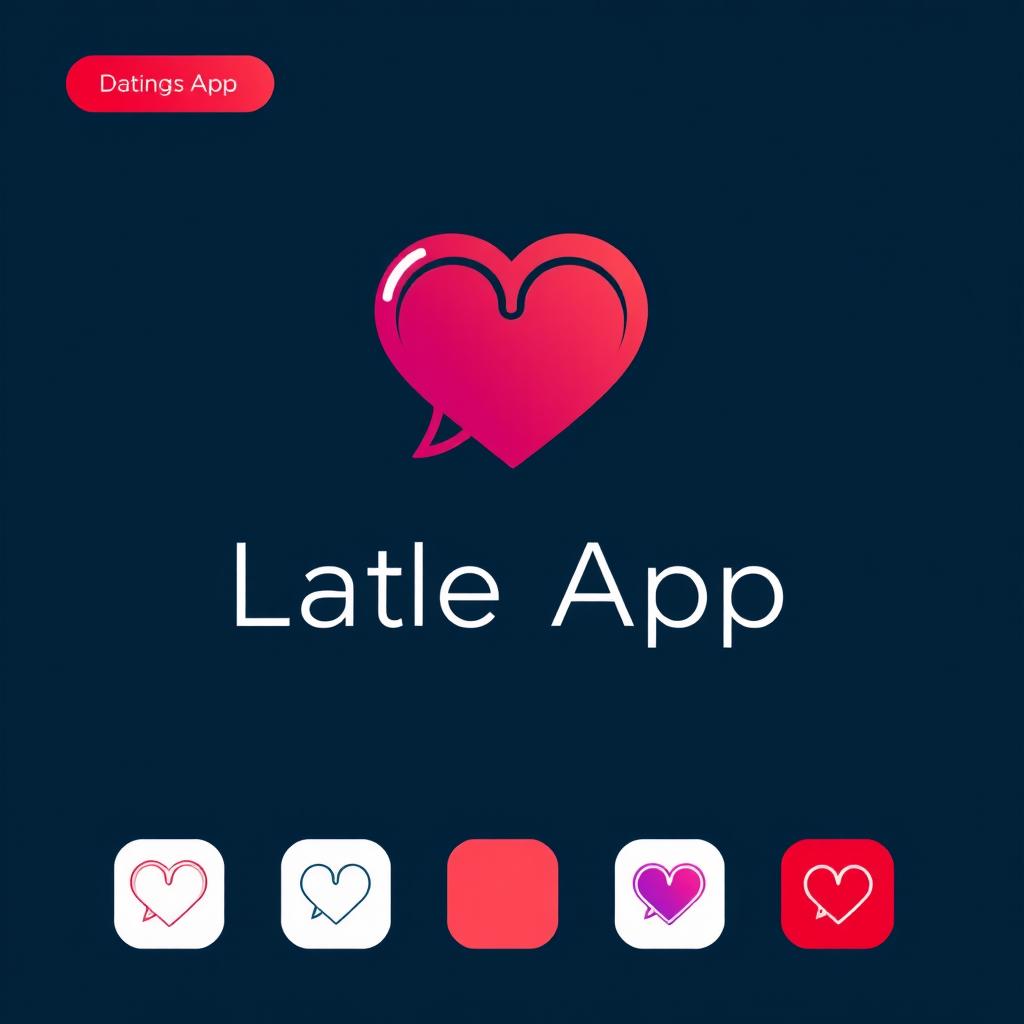 A sleek and modern logo design for a dating app, featuring a stylized heart intertwined with a chat bubble, symbolizing love and communication