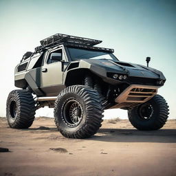 A post-apocalyptic modification of a Lamborghini car