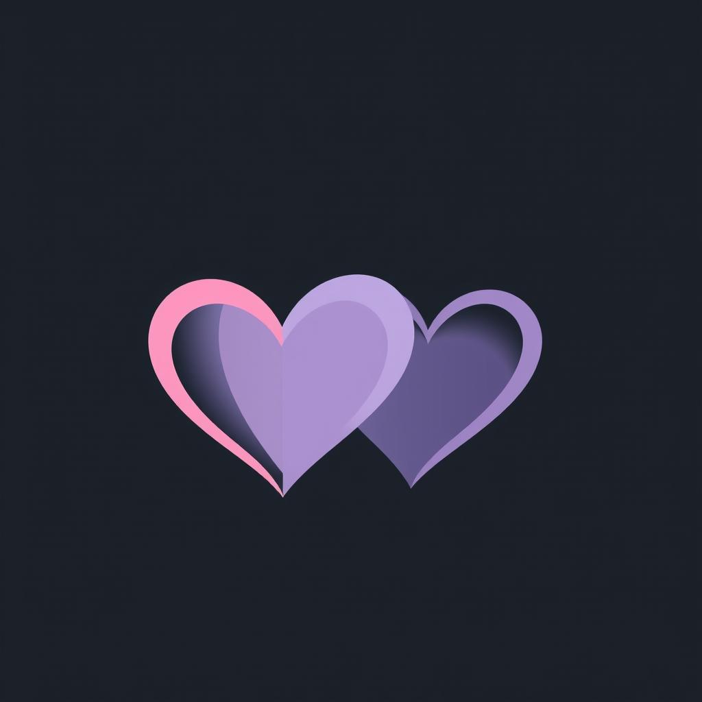 A sleek and modern logo design for a dating application, featuring abstract heart shapes intertwined in a stylish manner, symbolizing connection and love