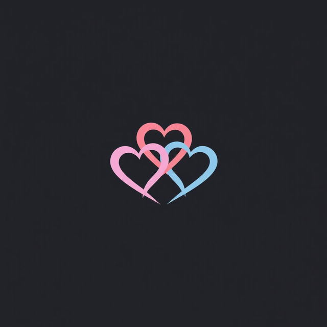 A sleek and modern logo design for a dating application, featuring abstract heart shapes intertwined in a stylish manner, symbolizing connection and love