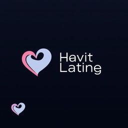 A sleek and modern logo design for a dating application, featuring abstract heart shapes intertwined in a stylish manner, symbolizing connection and love