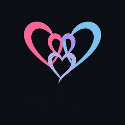 A sleek and modern logo design for a dating application, featuring abstract heart shapes intertwined in a stylish manner, symbolizing connection and love