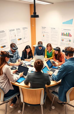 A modern classroom setting illustrating the use of digital tools in vocational education