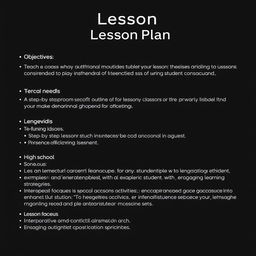 A detailed lesson plan for teaching a specific subject