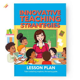A visually engaging book cover for a lesson plan teaching guide, featuring a colorful illustration of a classroom setting with diverse students actively participating