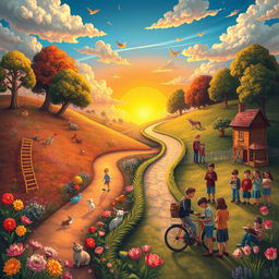 An artistic depiction of a journey through time, symbolizing the transition from childhood to youth