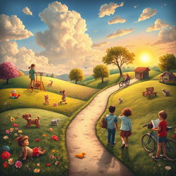 An artistic depiction of a journey through time, symbolizing the transition from childhood to youth