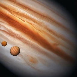 A digital rendering of Jupiter's atmosphere, showcasing the vibrant bands of color and the chaotic storms, including the Great Red Spot