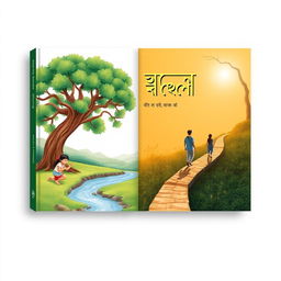 A book cover design featuring nature illustrations