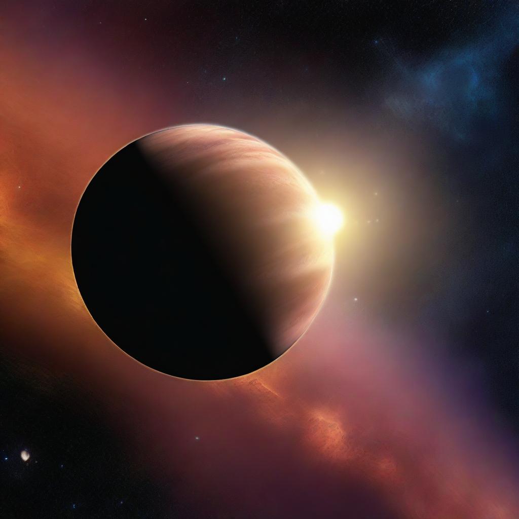 A digital rendering of an alternate reality where Mercury has become a gas giant, set against the backdrop of the solar system