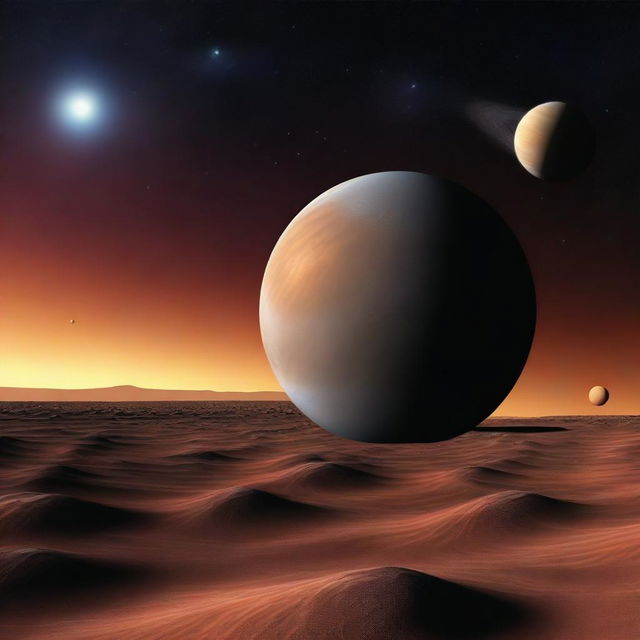 A digital rendering of an alternate reality where Mercury has become a gas giant, set against the backdrop of the solar system