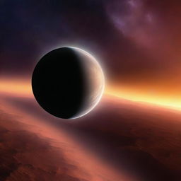 A digital rendering of an alternate reality where Mercury has become a gas giant, set against the backdrop of the solar system