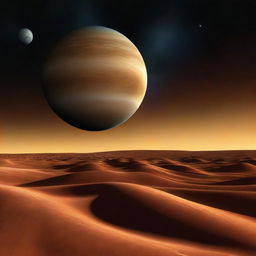 A digital rendering of an alternate reality where Venus has become a gas giant, set against the backdrop of the solar system.