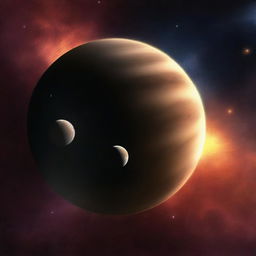 A digital rendering of an alternate reality where Earth has become a gas giant, set against the backdrop of the solar system.