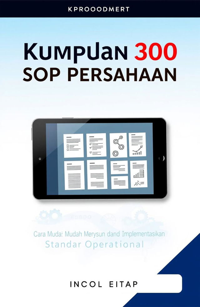 A striking eBook cover design for 'E-Book Kumpulan 300 SOP Perusahaan: Cara Mudah Menyusun dan Mengimplementasikan Standar Operasional'