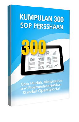 A striking eBook cover design for 'E-Book Kumpulan 300 SOP Perusahaan: Cara Mudah Menyusun dan Mengimplementasikan Standar Operasional'