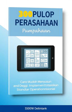 A striking eBook cover design for 'E-Book Kumpulan 300 SOP Perusahaan: Cara Mudah Menyusun dan Mengimplementasikan Standar Operasional'