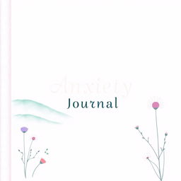A calming and beautiful cover design for an anxiety journal, featuring soft pastel colors like lavender and mint green