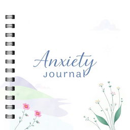 A calming and beautiful cover design for an anxiety journal, featuring soft pastel colors like lavender and mint green
