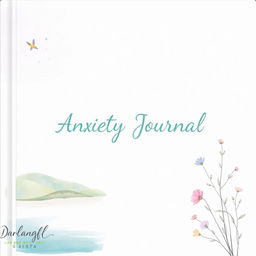 A calming and beautiful cover design for an anxiety journal, featuring soft pastel colors like lavender and mint green