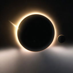 A digital rendering of a solar eclipse as seen from Jupiter, with one of Jupiter's moons casting a shadow on the planet's swirling clouds