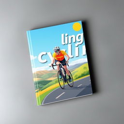 A beautifully designed cycling journal cover featuring a vibrant and dynamic illustration of a road cyclist racing through a scenic landscape