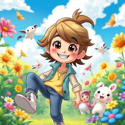 A lively animated character that resembles the user, depicted in a vibrant setting