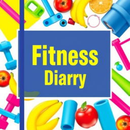 A vibrant and motivational fitness diary journal cover featuring a sleek and modern design