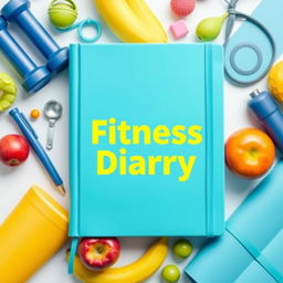 A vibrant and motivational fitness diary journal cover featuring a sleek and modern design