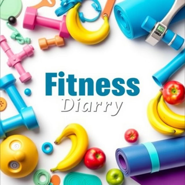 A vibrant and motivational fitness diary journal cover featuring a sleek and modern design