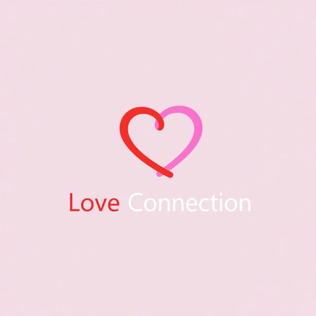 A modern logo design for a dating app named 'Love Connection', featuring a heart icon intertwined with a connection symbol, vibrant colors indicative of romance like red and pink, elegant typography for the app name, playful yet sophisticated design, minimalistic style, suitable for both mobile and web platforms, conveying love, connection, and compatibility