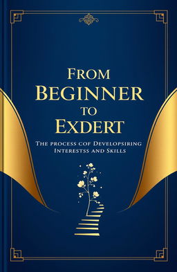 An elegant book cover design for a title 'From Beginner to Expert: The Process of Developing Interests and Skills'
