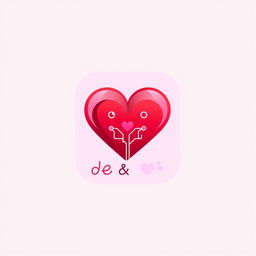 A modern and sleek logo design for a dating platform, featuring a heart shape intertwined with a digital element, symbolizing love and technology
