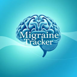A visually appealing cover design for a migraine tracker, featuring a calming and soothing color palette of blues and greens