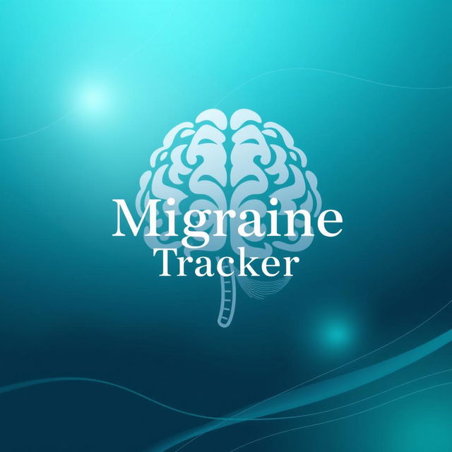 A visually appealing cover design for a migraine tracker, featuring a calming and soothing color palette of blues and greens