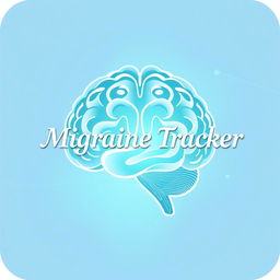 A visually appealing cover design for a migraine tracker, featuring a calming and soothing color palette of blues and greens