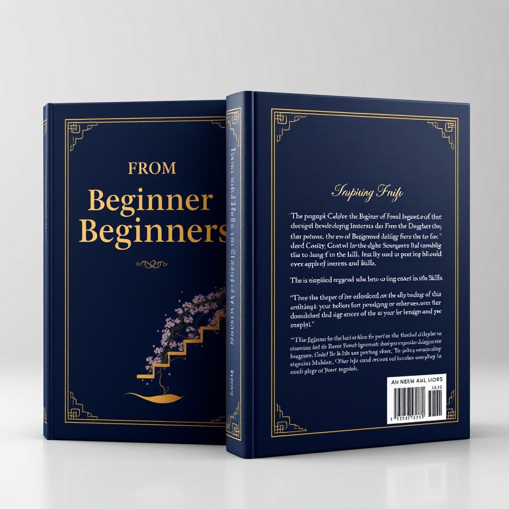 An elegant book cover design including the front, back, and spine for the title 'From Beginner to Expert: The Process of Developing Interests and Skills'