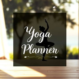 A beautifully designed cover for a yoga class planner, showcasing a serene and inviting atmosphere