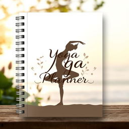 A beautifully designed cover for a yoga class planner, showcasing a serene and inviting atmosphere