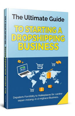 An engaging and professional eBook cover design for 'The Ultimate Guide to Starting a Dropshipping Business'