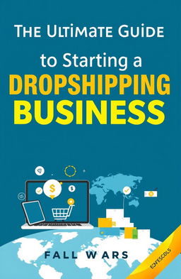 An engaging and professional eBook cover design for 'The Ultimate Guide to Starting a Dropshipping Business'