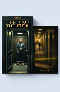 A flat, straight layout design for a book titled 'The 13th Floor', showing the front and back covers side by side